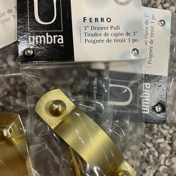 New UMBRA Ferro 3” & 1” Drawer Pull matte brass finish hardware for furniture - Picture 6 of 6